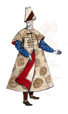 la maquette du costume qui sera décrit par Laëtitia Tricoire et aude  Bretagne lors de la rencontre intitulée , -petite hjstoire dun costume-  <br />